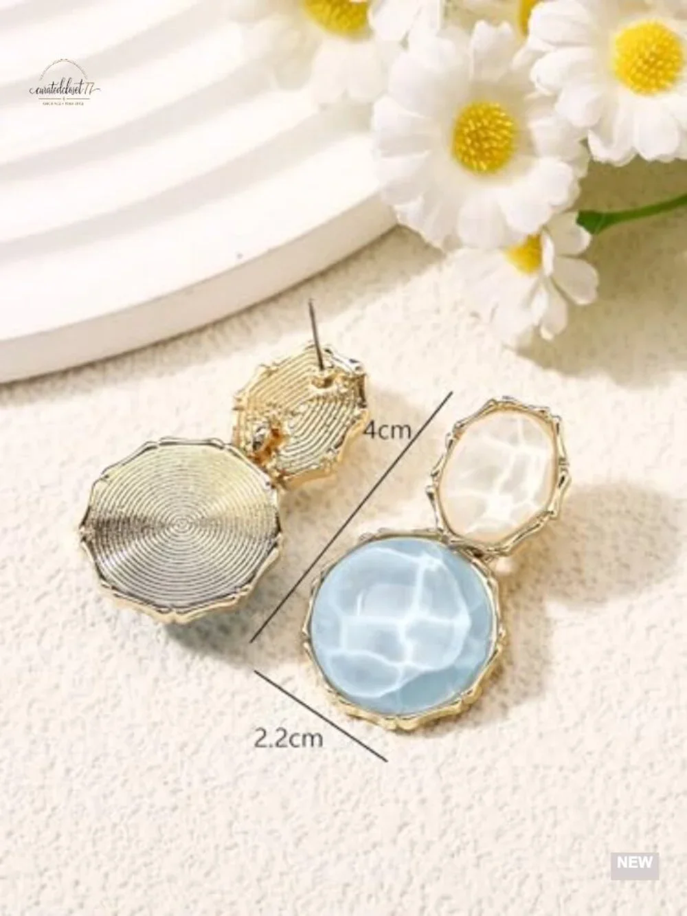 Boho Geometric Resin Dangle Earrings - Lightweight Summer Earrings - Water